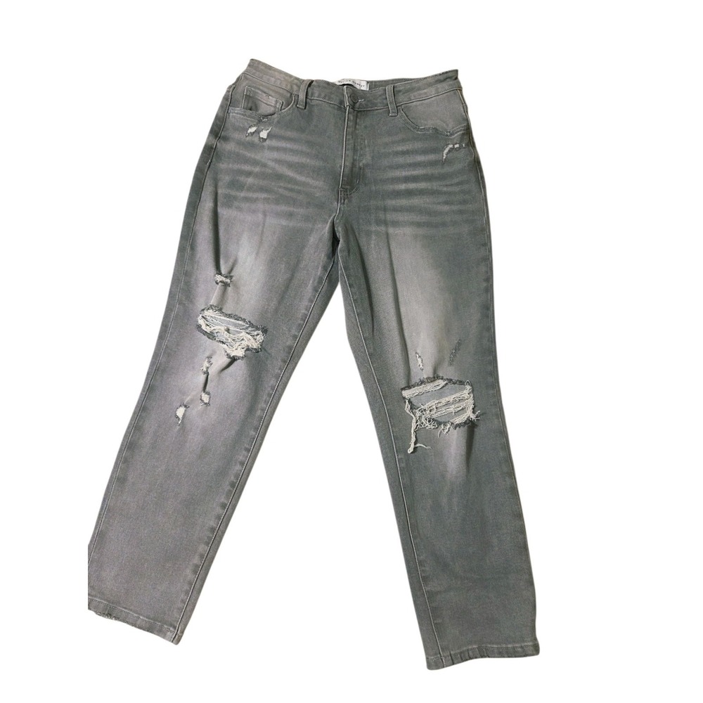 Flying Monkey Light Gray High Rise Distressed Ankle Jeans Stretchy 30x26.5